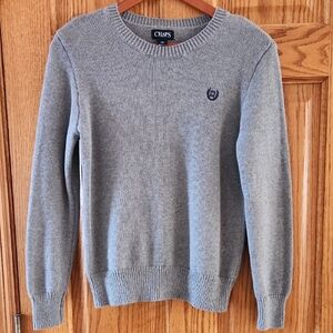 Chaps Classic Gray Crewneck Sweater Boys L/G 100% Cotton